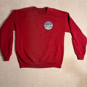 Old Row Dark Red Crewneck Sweatshirt Graphic Print Long Sleeve Pullover